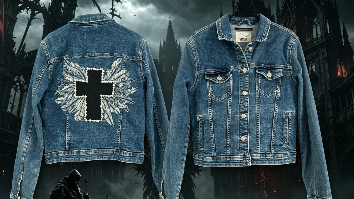 Gothic Cross Denim Jacket